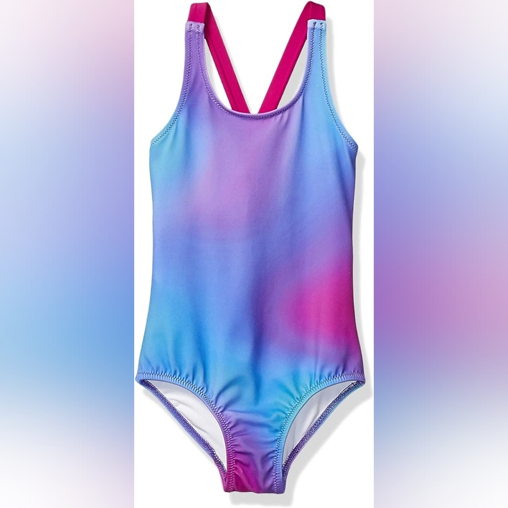 Amazon Essentials Girls One-Piece Swimsuit Size Medium Ombre Purple